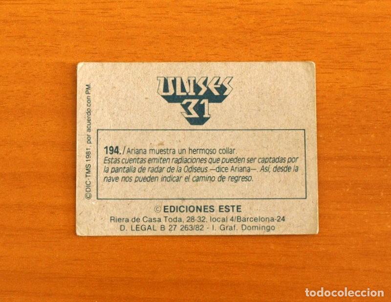Coleccionismo cromos antiguos: Ulises 31 - Cromo N&ordm; 194 - Ediciones Este A&ntilde;o 1981 - Foto 2