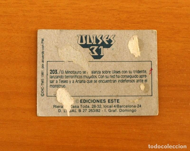 Coleccionismo cromos antiguos: Ulises 31 - Cromo N&ordm; 203 - Ediciones Este A&ntilde;o 1981 - Foto 2