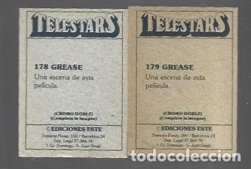 Coleccionismo cromos antiguos: DOS CROMO DE TELESTARS EDITO ESTE N &ordm; 178 -179 DE GREASE - Foto 2