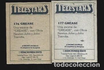 Coleccionismo cromos antiguos: DOS CROMO DE TELESTARS EDITO ESTE N &ordm; 176 - 177 DE GREASE - Foto 2