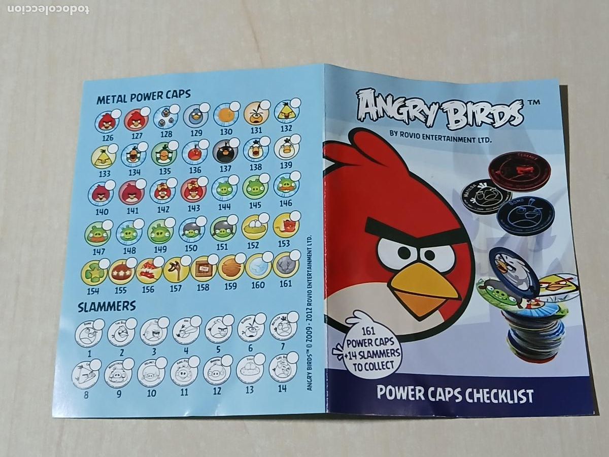 Coleccionismo cromos antiguos: E-MAX ANGRY BIRDS POGS - 2012 CHECKLIST POWER CAPS - Foto 2