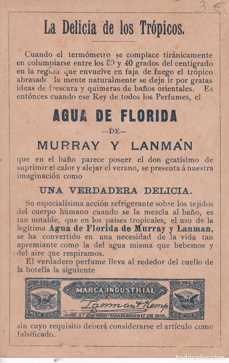 Coleccionismo cromos antiguos: AGUA DE FLORIDA MURRAY Y LANMAN - Foto 2
