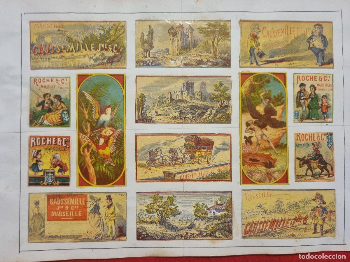 Collectionnisme Cartes &agrave; collectionner anciennes: HOJA CON 14 CROMOS CAJAS CERILLAS ANTIGUAS FOTOTIPIAS SIGLO XIX ORIGINALES RS218