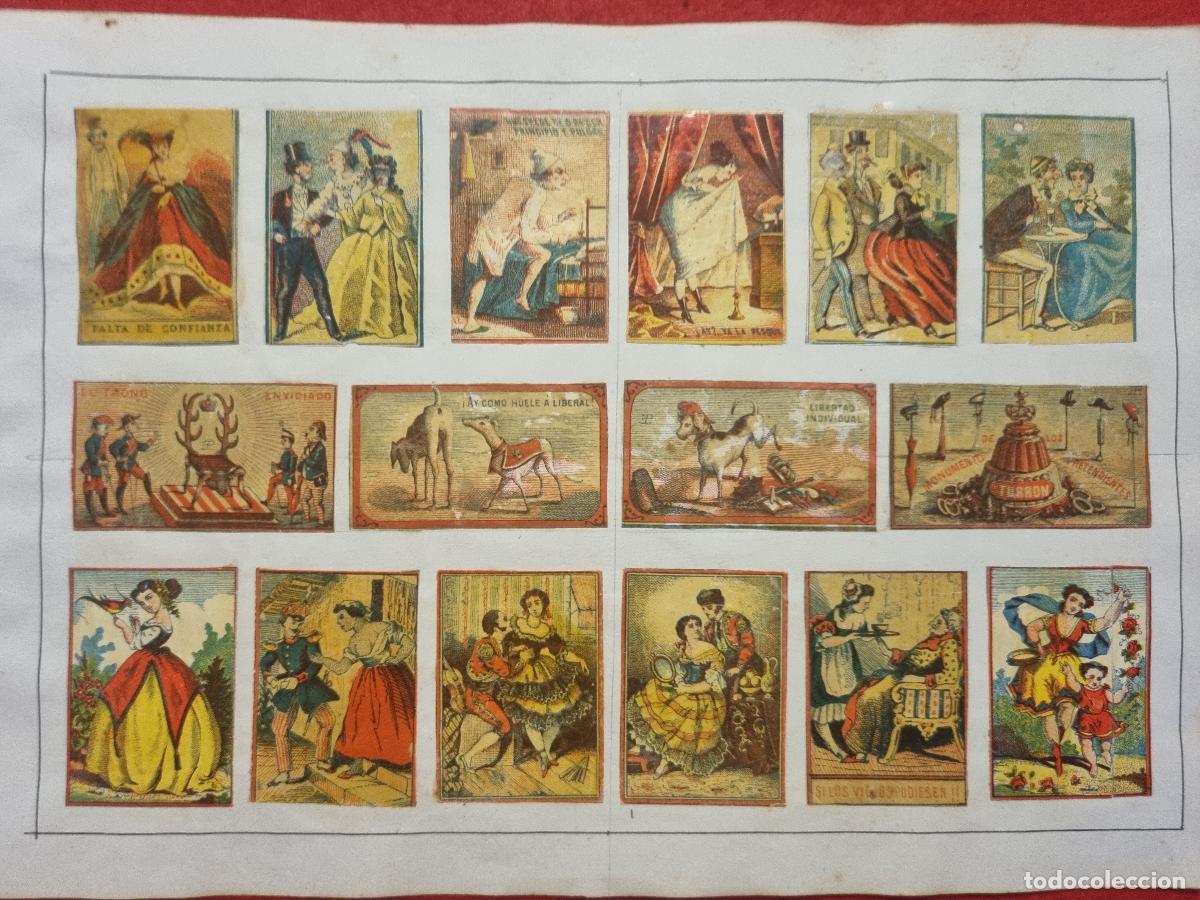 Collectionnisme Cartes &agrave; collectionner anciennes: HOJA CON 16 CROMOS CAJAS CERILLAS ANTIGUAS FOTOTIPIAS SIGLO XIX ORIGINALES RS223