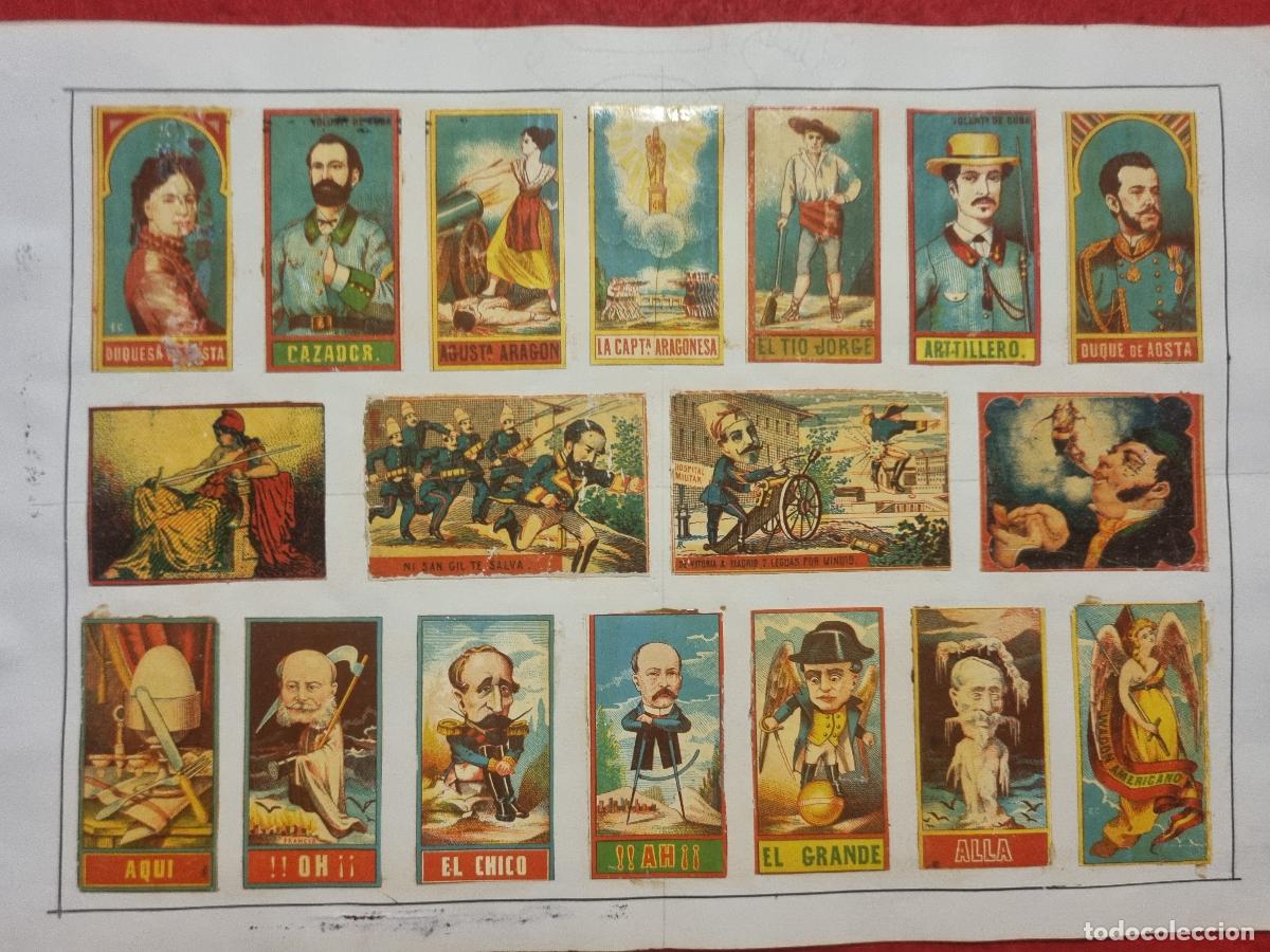 Collectionnisme Cartes &agrave; collectionner anciennes: HOJA CON 18 CROMOS CAJAS CERILLAS ANTIGUAS FOTOTIPIAS SIGLO XIX ORIGINALES RS225