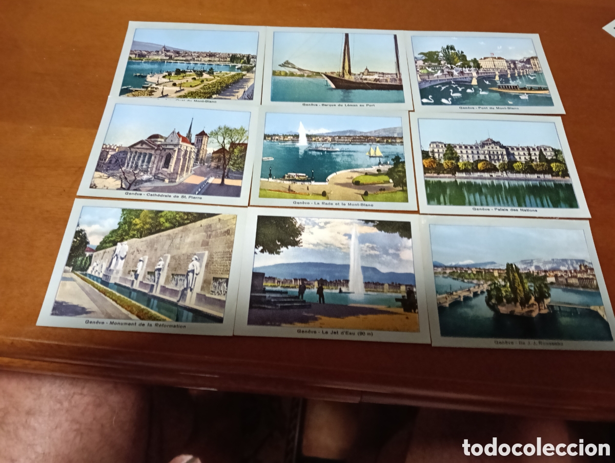 Coleccionismo Cromos antiguos: Lote de 9 fotos G&eacute;nova y muestra la sede de la Oficina Internacional del Trabajo (OIT) en Ginebra, S