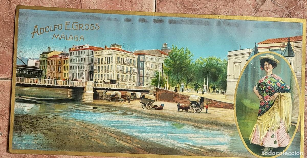Coleccionismo cromos antiguos: Cromo caja pasas de Malaga 23 X 45 ctms. Adolfo E. Groso.