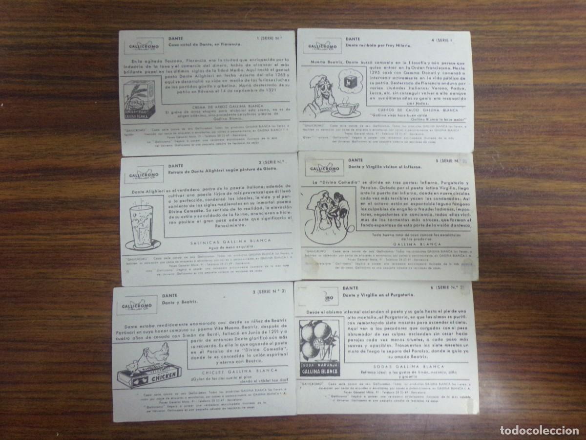 Coleccionismo cromos antiguos: serie completa de cromos gallicromos. Dante - Foto 2
