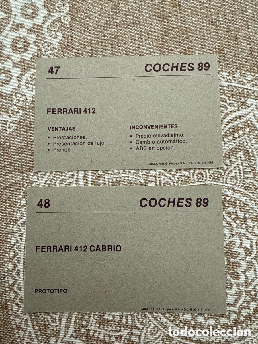 Coleccionismo cromos antiguos: CROMOS COCHES 89 2 x FERRARI - Foto 2