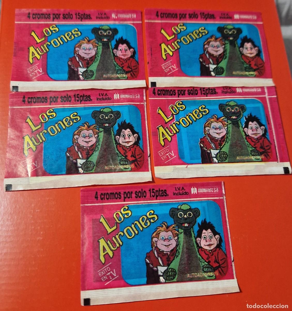 Coleccionismo cromos antiguos: LOTE DE 5 SOBRES DE CROMOS SIN ABRIR AURONES - Foto 1