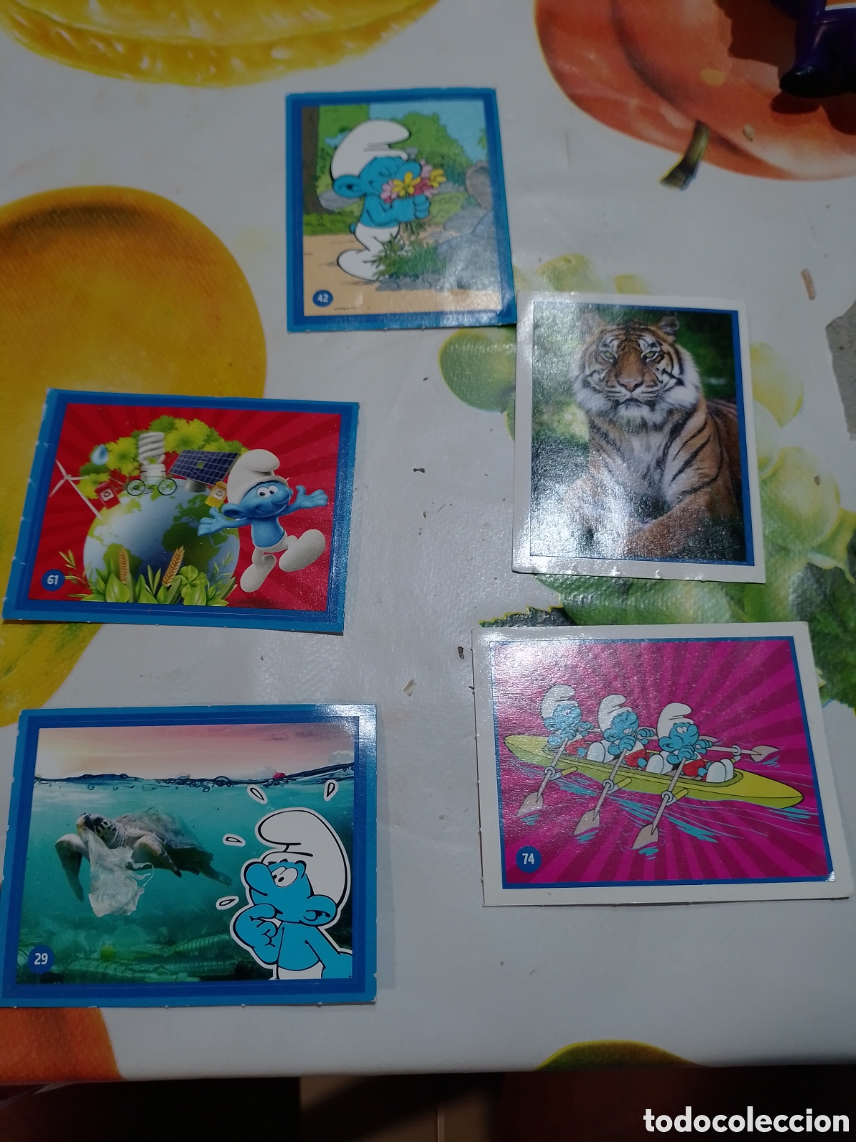 Coleccionismo cromos antiguos: los pitufos alcampo cuidando el planeta - Foto 1