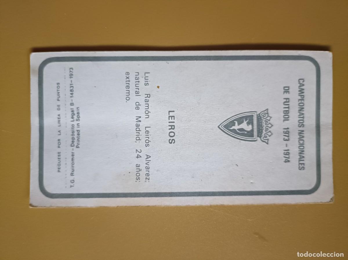Coleccionismo cromos antiguos: leiros, 73 74 zaragoza - Foto 2