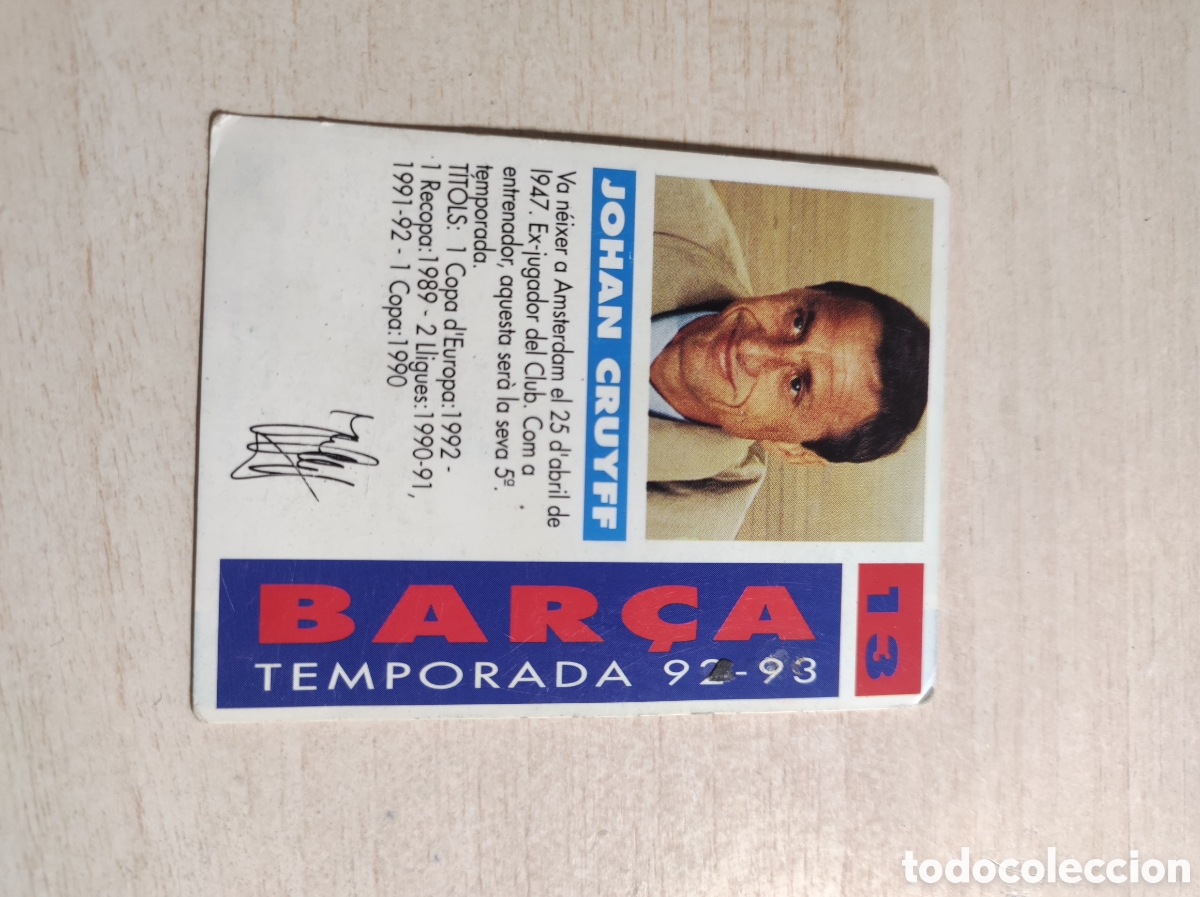 Coleccionismo cromos antiguos: Cromo Bar&ccedil;a 92 - 93, Johan Cruyff. - Foto 2