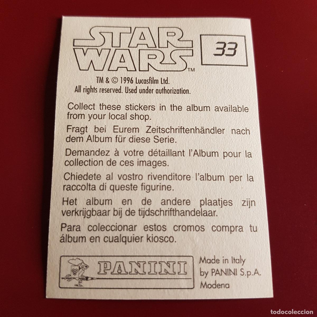 Coleccionismo cromos antiguos: PANINI - STAR WARS - 1996 - 96 - 33 - NUNCA PEGADO - Foto 2