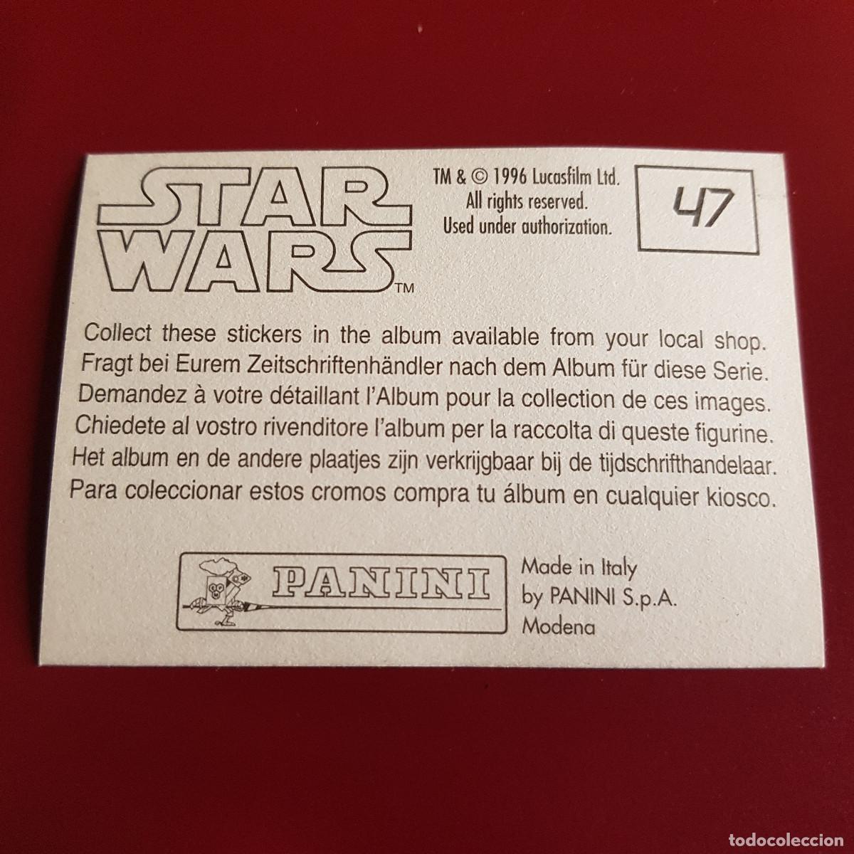 Coleccionismo cromos antiguos: PANINI - STAR WARS - 1996 - 96 - 47 - NUNCA PEGADO - Foto 2