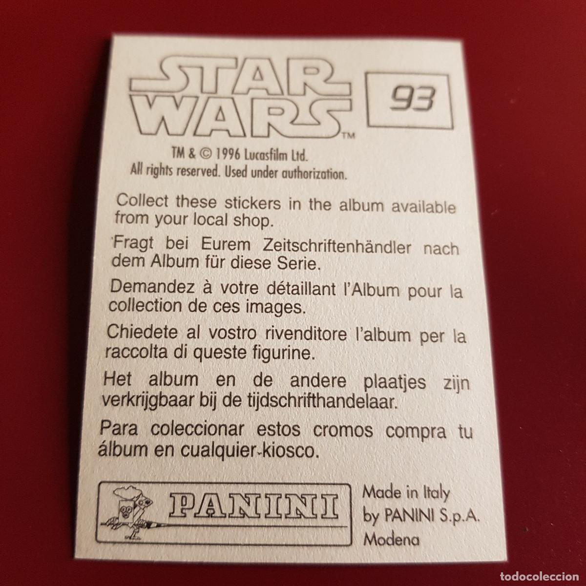 Coleccionismo cromos antiguos: PANINI - STAR WARS - 1996 - 96 - 93 - NUNCA PEGADO - Foto 2