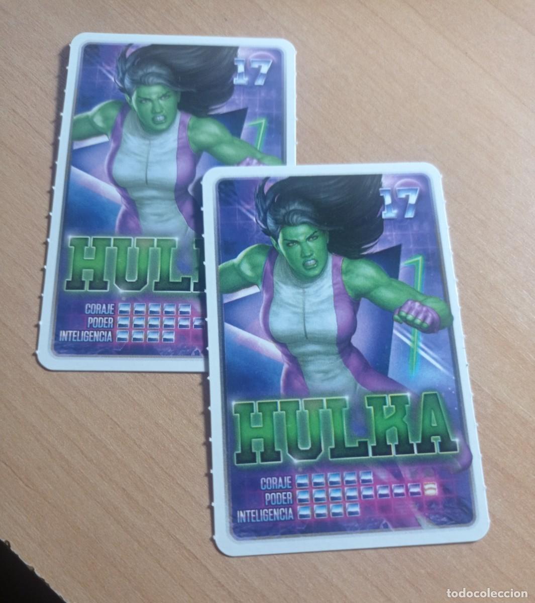 Coleccionismo cromos antiguos: 17 HULKA Lote de 2 COLECCI&Oacute;N MARVEL DESCUBRE TU PODER. CARREFOUR. - Foto 1