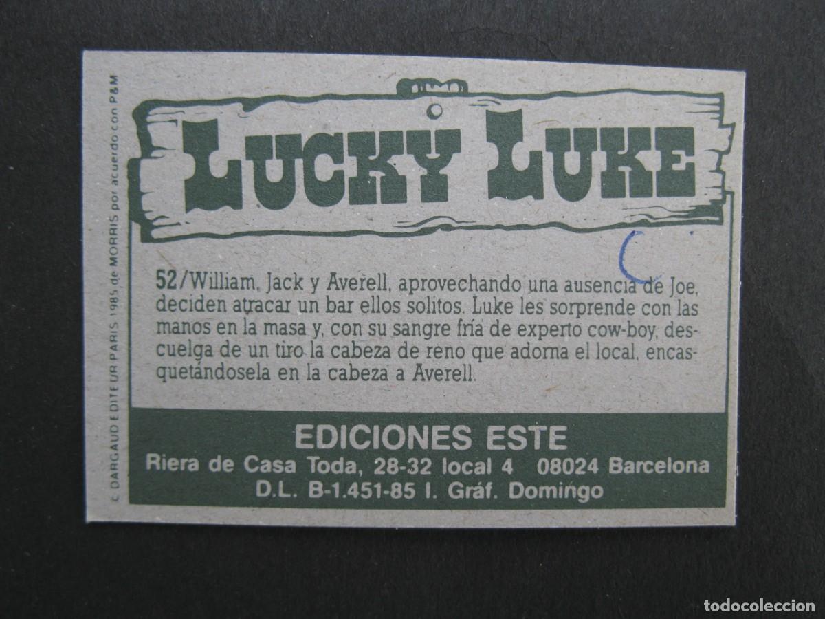 Coleccionismo cromos antiguos: LUCKY LUKE - CROMO N&ordm; 52 - EDICIONES ESTE - NUNCA PEGADO. - Foto 2