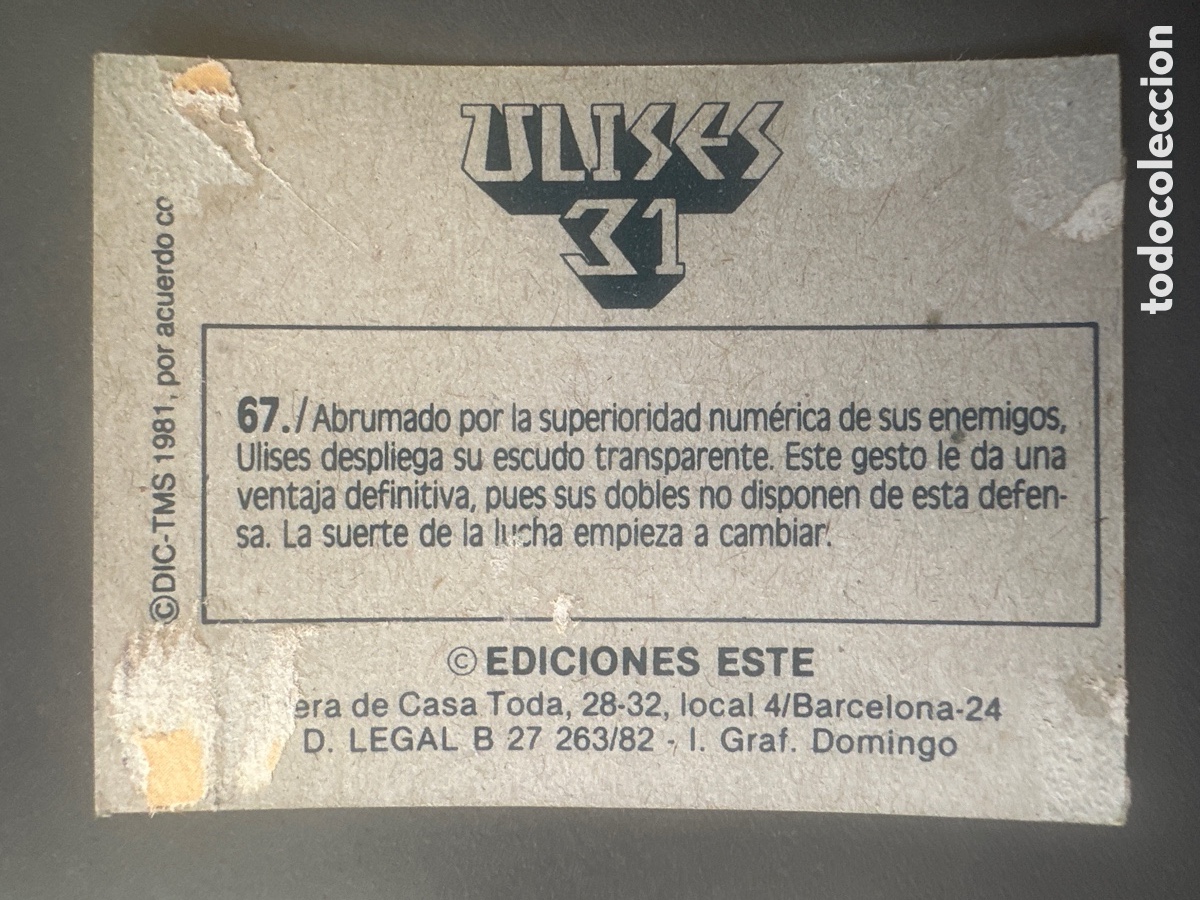 Coleccionismo cromos antiguos: CROMO ULISES 31 EDICIONES ESTE N&Uacute;MERO 67 DESPEGADO - Foto 2
