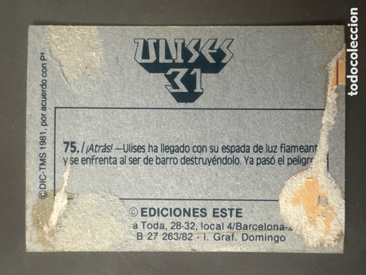 Coleccionismo cromos antiguos: CROMO ULISES 31 EDICIONES ESTE N&Uacute;MERO 75 DESPEGADO - Foto 2