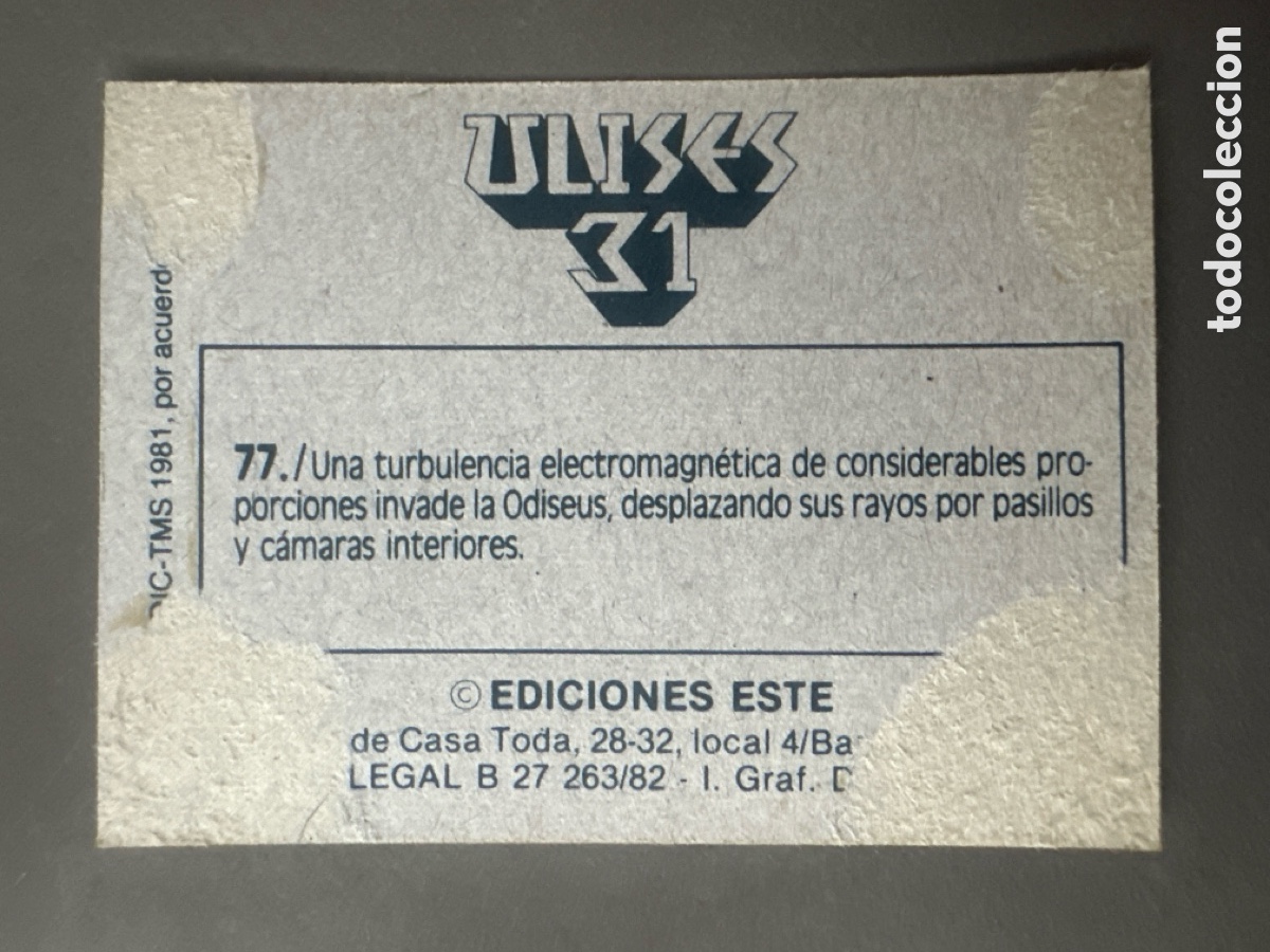 Coleccionismo cromos antiguos: CROMO ULISES 31 EDICIONES ESTE N&Uacute;MERO 77 DESPEGADO - Foto 2