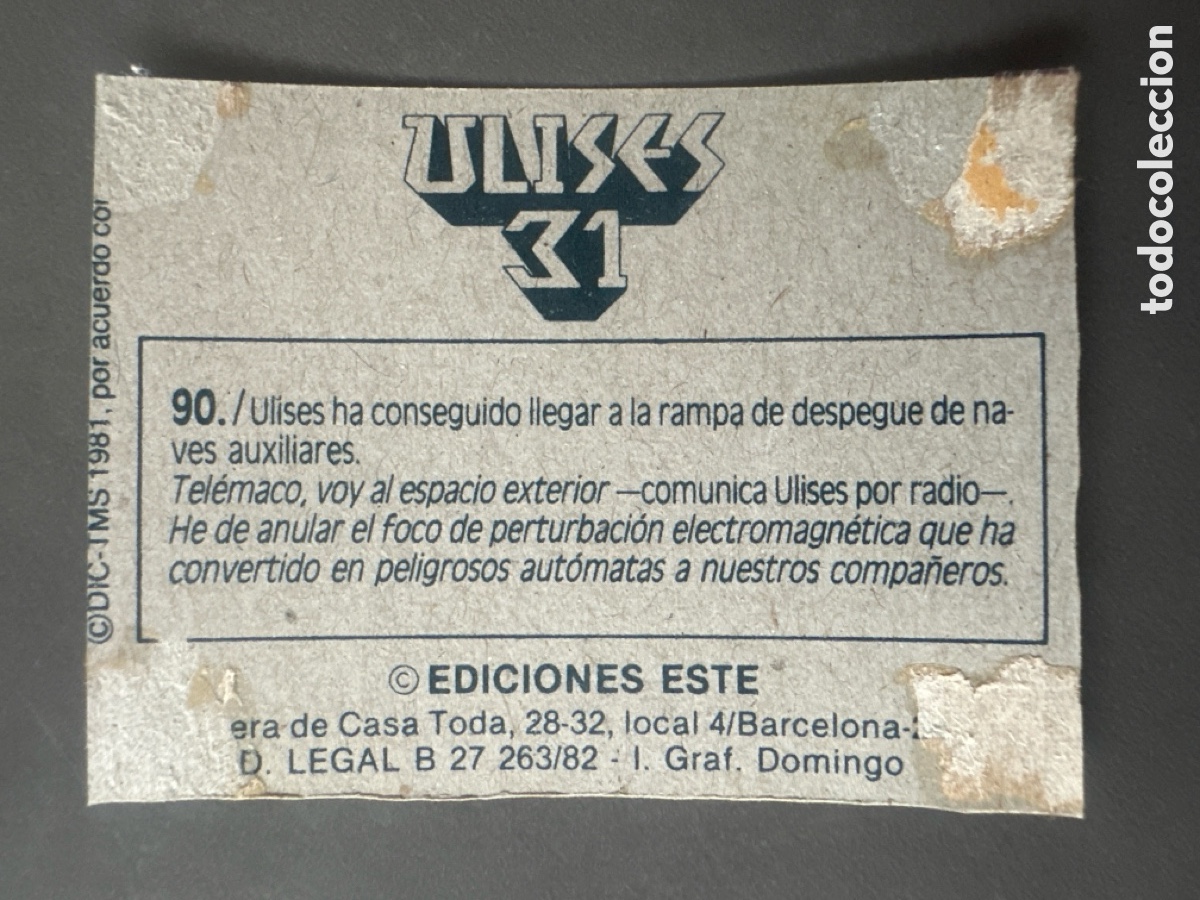 Coleccionismo cromos antiguos: CROMO ULISES 31 EDICIONES ESTE N&Uacute;MERO 90 DESPEGADO - Foto 2