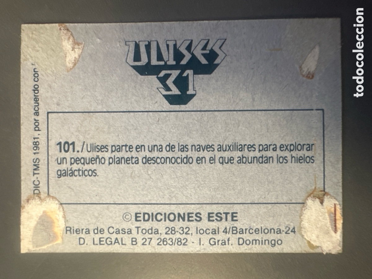 Coleccionismo cromos antiguos: CROMO ULISES 31 EDICIONES ESTE N&Uacute;MERO 101 DESPEGADO - Foto 2