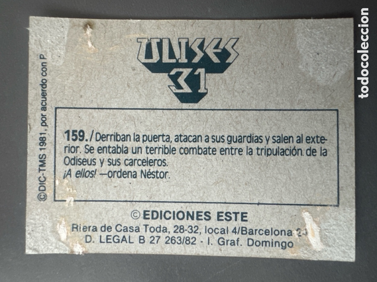 Coleccionismo cromos antiguos: CROMO ULISES 31 EDICIONES ESTE N&Uacute;MERO 159 DESPEGADO - Foto 2