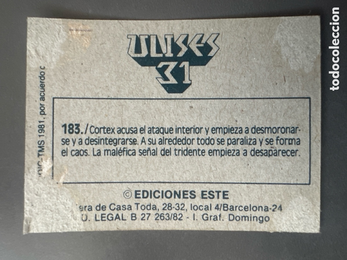 Coleccionismo cromos antiguos: CROMO ULISES 31 EDICIONES ESTE N&Uacute;MERO 183 DESPEGADO - Foto 2