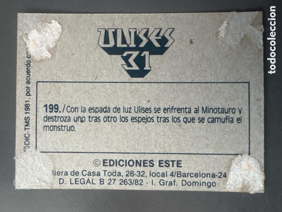 Coleccionismo cromos antiguos: CROMO ULISES 31 EDICIONES ESTE N&Uacute;MERO 199 DESPEGADO - Foto 2