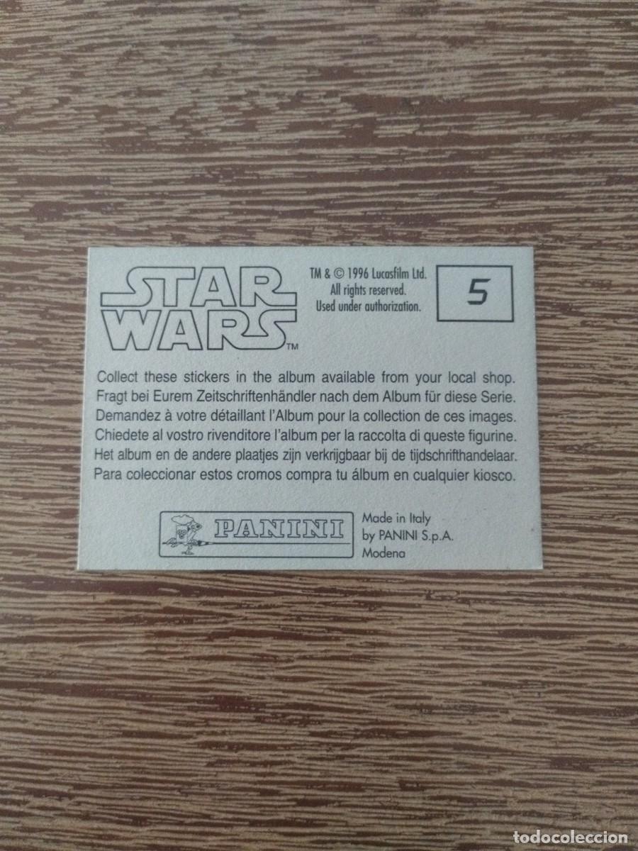Coleccionismo cromos antiguos: N&deg; 5 Sin Pegar - Star Wars - Panini - 1996 - Foto 2