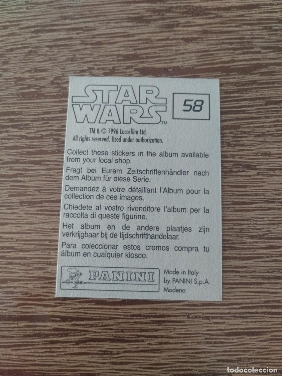 Coleccionismo cromos antiguos: N&deg; 58 Sin Pegar - Star Wars - Panini - 1996 - Foto 2