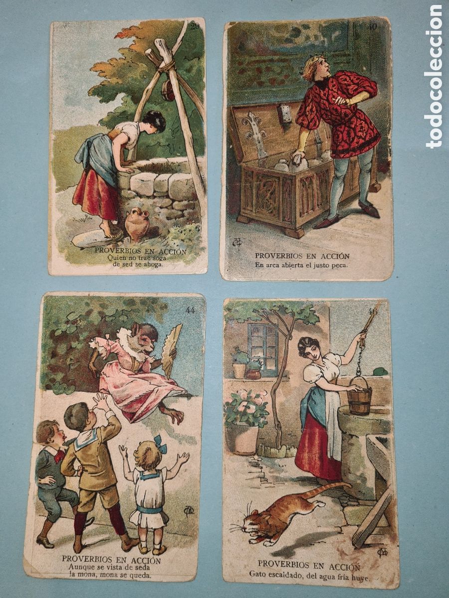 Colecionismo Cromos antigos: CHOCOLATE AMATLLER - 4 CROMOS PROVERBIOS EN ACCION N&ordm; 29 40 44 y 46 - VER FOTOS 1930 ca
