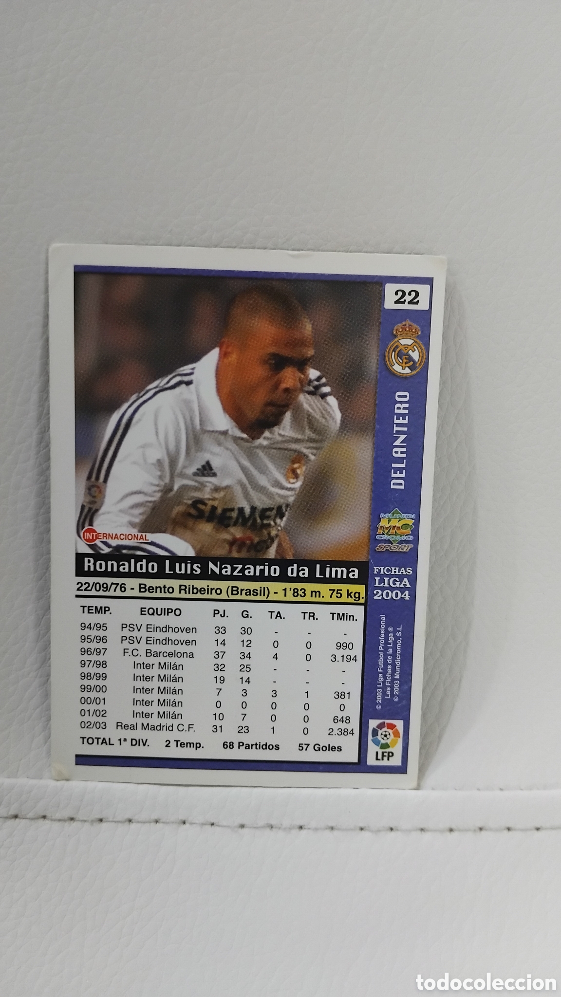 Coleccionismo cromos antiguos: Cromo de Ronaldo Nazario 2004 - Foto 2