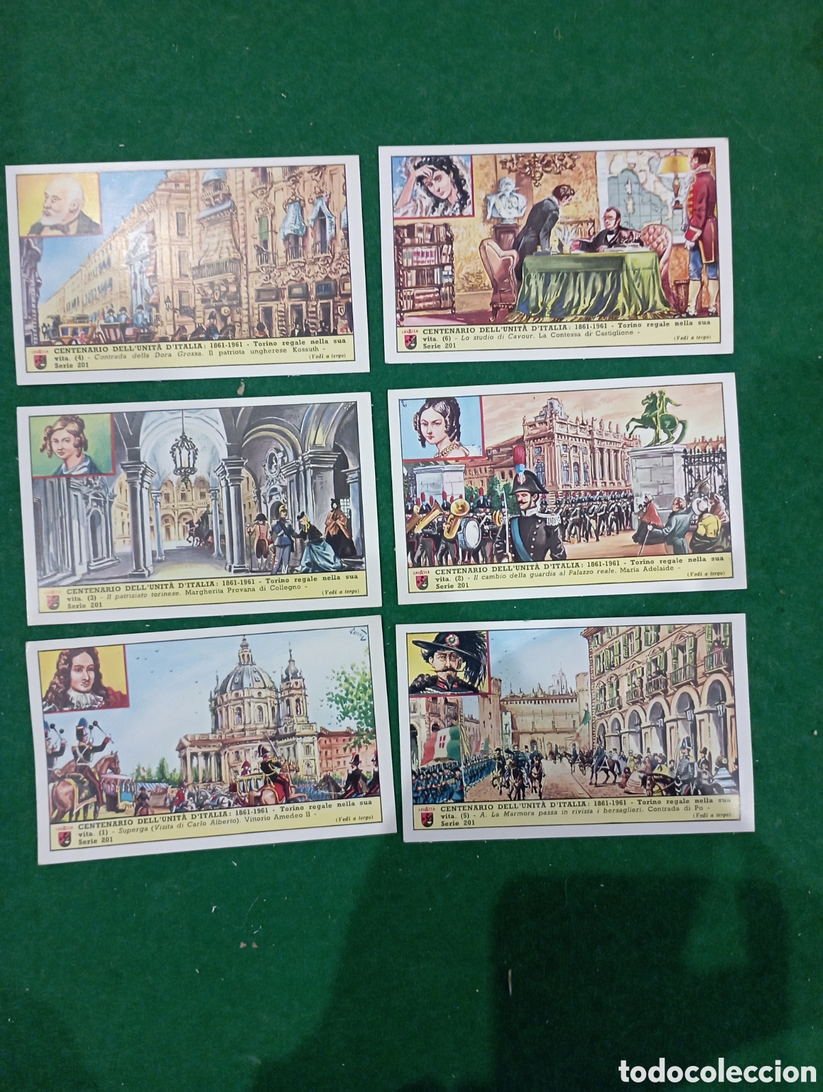 Collectable Antique Stickers: Serie completa de 6 cromos colecci&oacute;n Lavazza. serie n&ordm; 201