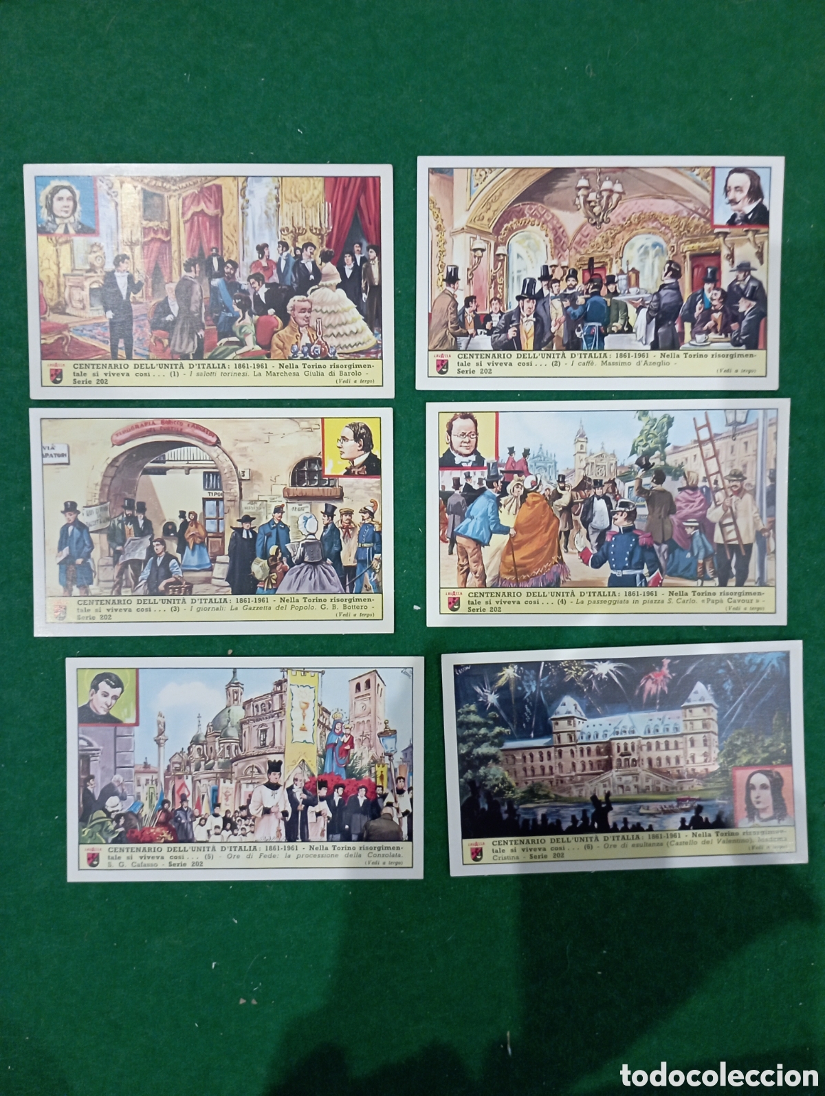 Collectable Antique Stickers: Serie completa de 6 cromos colecci&oacute;n Lavazza. serie n&ordm; 202