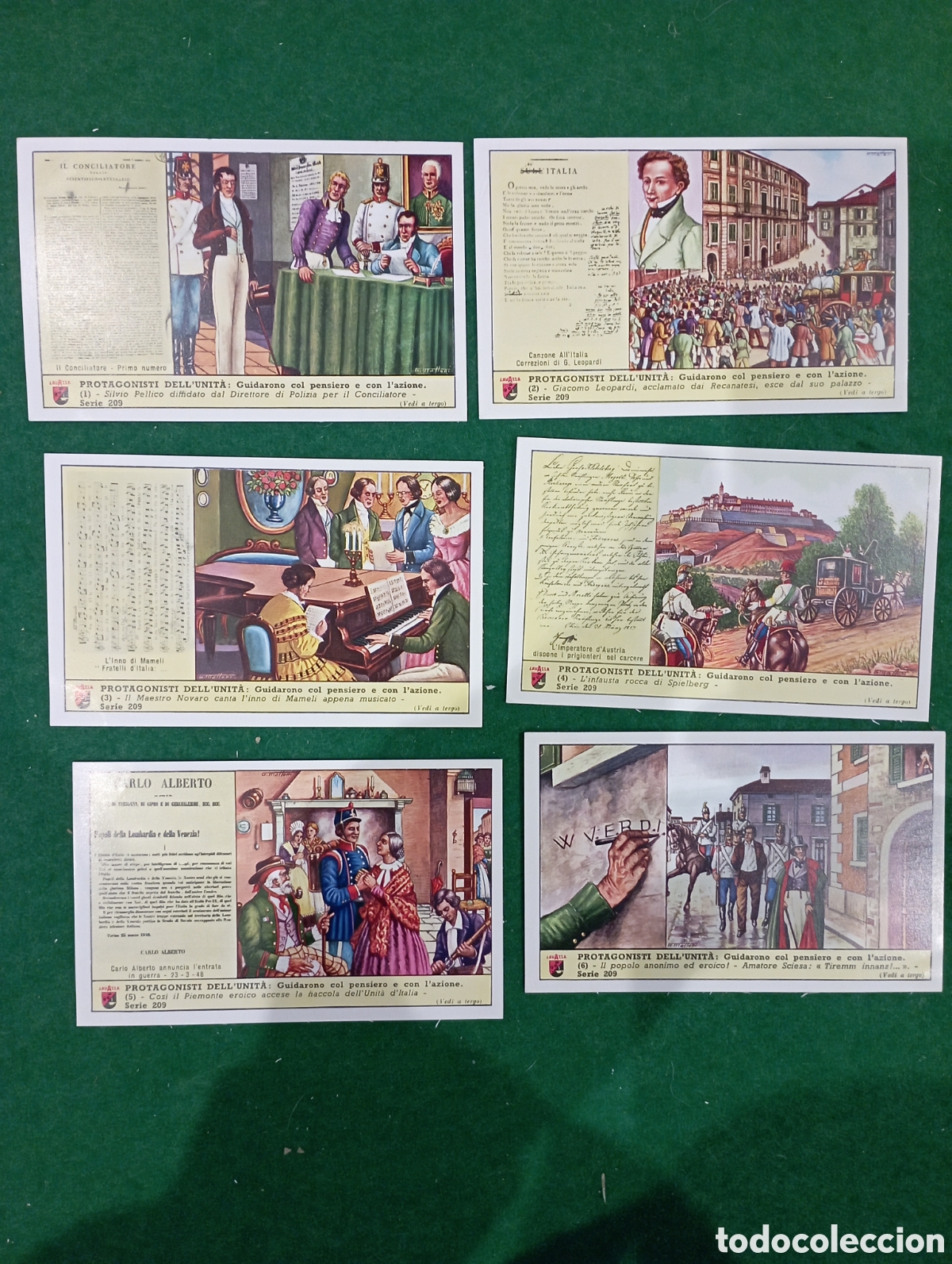 Coleccionismo Cromos antiguos: Serie completa de 6 cromos colecci&oacute;n Lavazza. serie n&ordm; 209