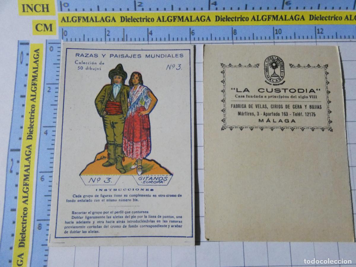Collectionnisme Cartes &agrave; collectionner anciennes: CROMO ANTIGUO. RAZAS PAISAJES MUNDIALES 3 GITANOS EUROPA. LA CUSTODIA M&Aacute;LAGA VELAS CIRIOS BUJIAS.