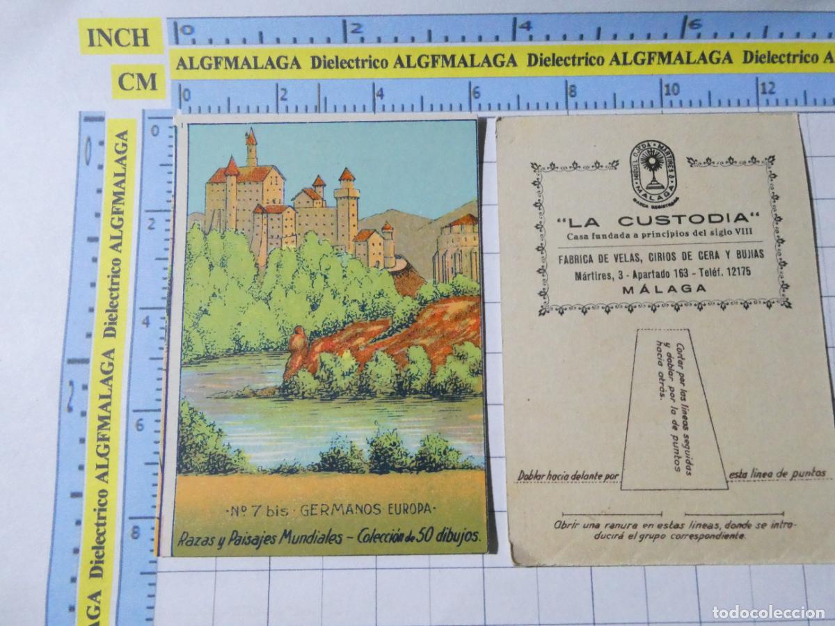 Collectionnisme Cartes &agrave; collectionner anciennes: CROMO ANTIGUO. RAZAS PAISAJES MUNDIALES 7 BIS GERMANOS. LA CUSTODIA M&Aacute;LAGA VELAS CIRIOS BUJIAS.