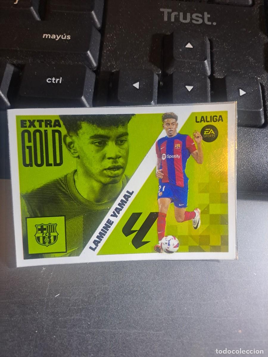Coleccionismo Cromos antiguos: CROMO LAMINE YAMAL EXTRA GOLD BARCELONA LIGA 2023 2024 23 24 ESTE PANINI NUNCA PEGADO