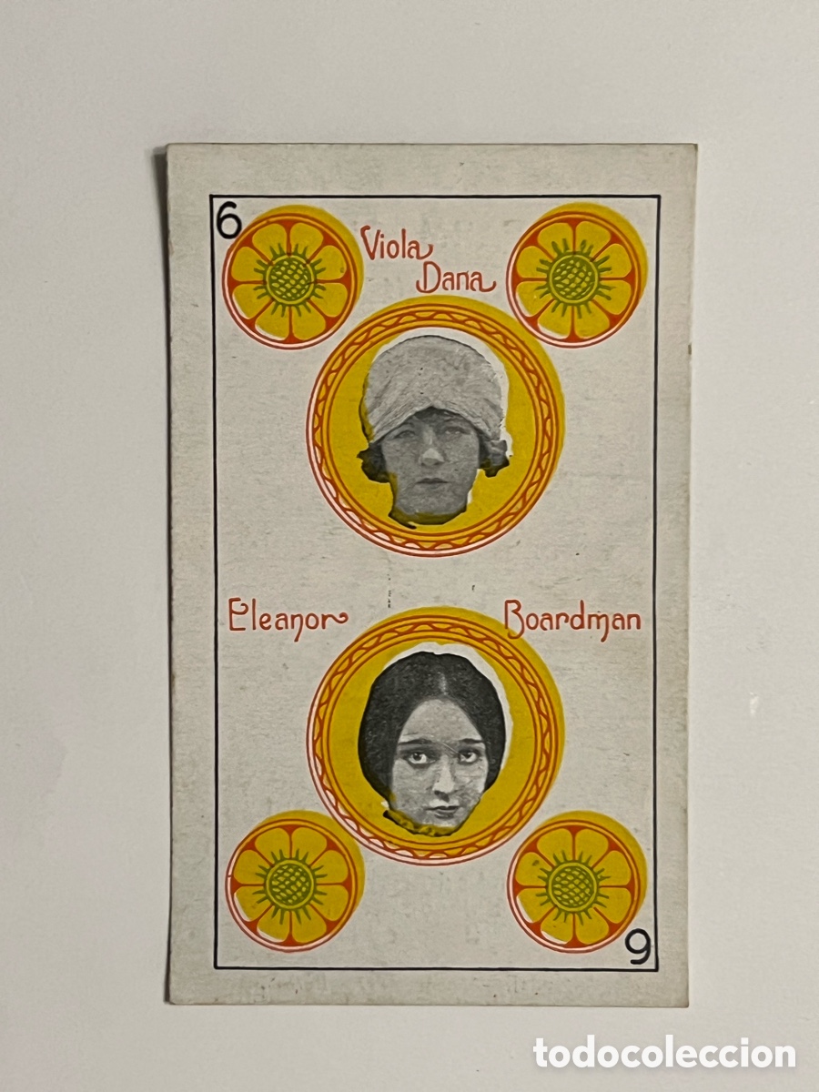 Collezionismo Figurine antiche: CINE CROMO. Viola Dana,&hellip;. Baraja, 6 de Oros.. Publicidad Farmacia Vintro Guardiola, Barcelona