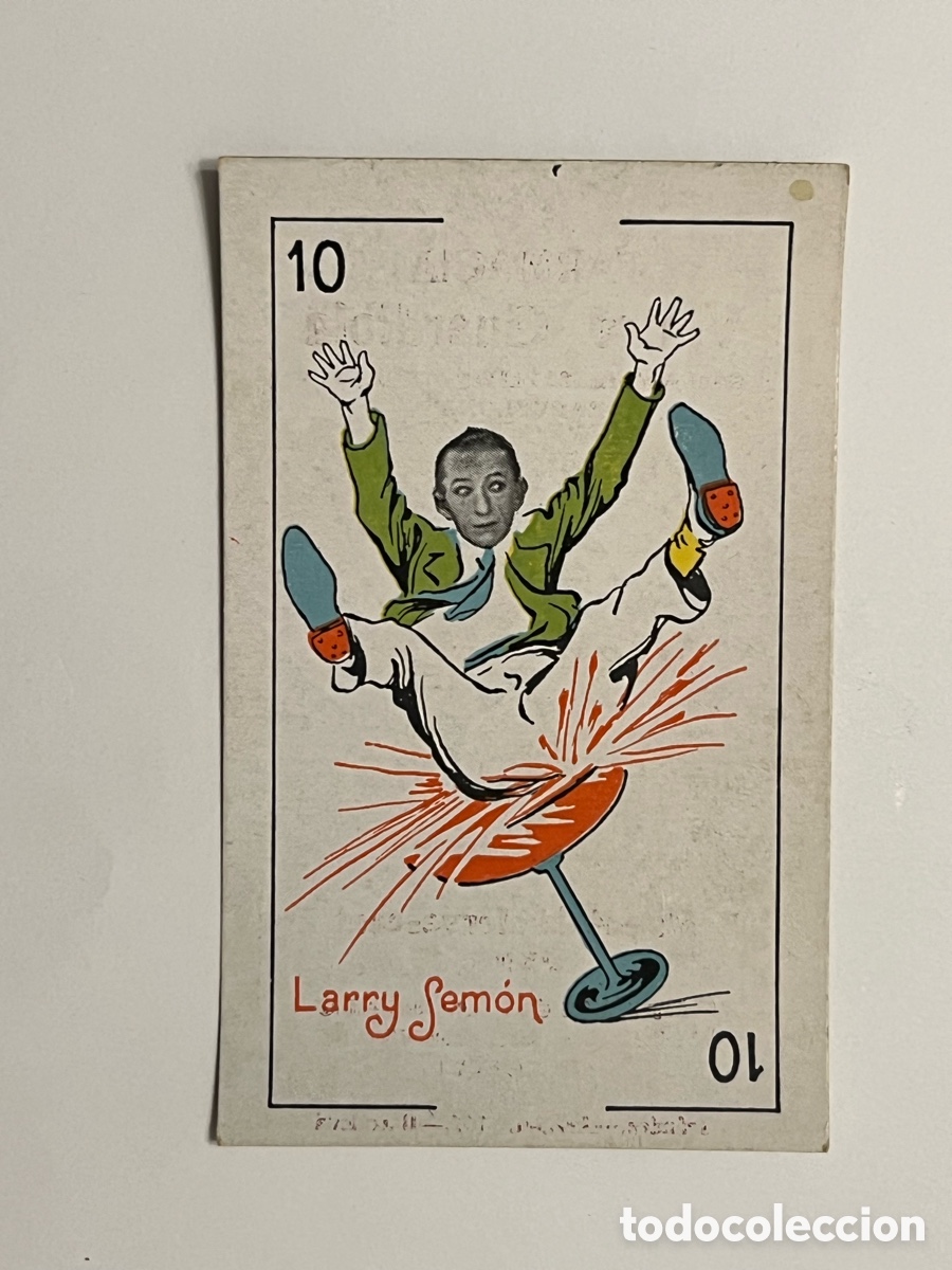 Collezionismo Figurine antiche: CINE CROMO. Larry Semon,&hellip;. Baraja, 10 de Copas.. Publicidad Farmacia Vintro, Barcelona