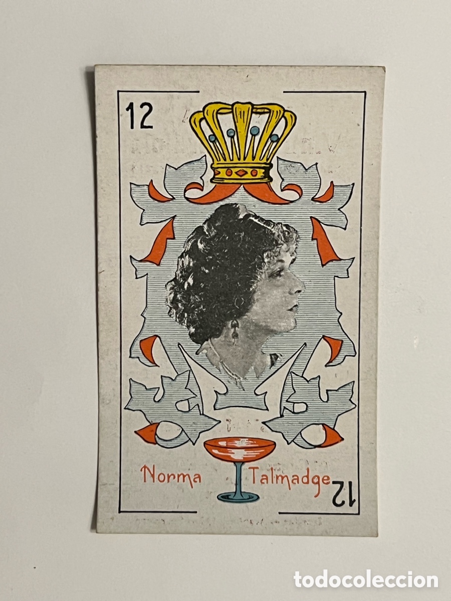 Colecionismo Cromos antigos: CINE CROMO. Norma Talmadge ,&hellip;. Baraja, 12 de Copas.. Publicidad Farmacia Vintro, Barcelona
