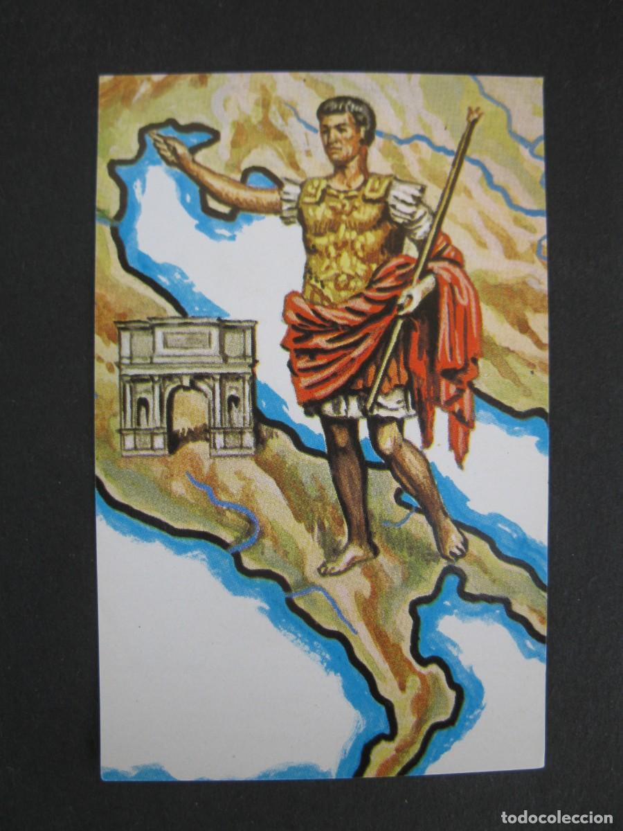 Coleccionismo Cromos antiguos: NUESTRO MUNDO - CROMO N&ordm; 73 - C&Eacute;SAR AUGUSTO Y ARCO DE CONSTANTINO - BIMBO - NUNCA PEGADO.