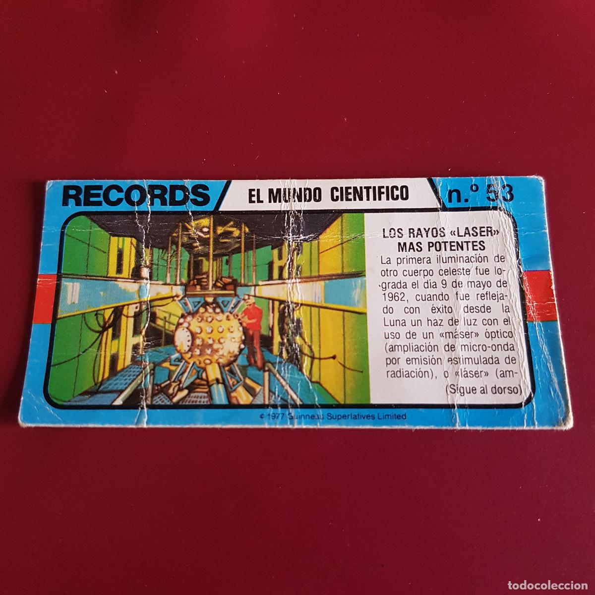 Coleccionismo Cromos antiguos: BIMBO - LOS RECORDS DEL MUNDO - EL MUNDO CIENTIFICO 53
