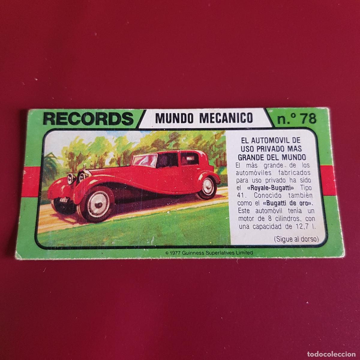 Coleccionismo Cromos antiguos: BIMBO - LOS RECORDS DEL MUNDO - MUNDO MECANICO 78