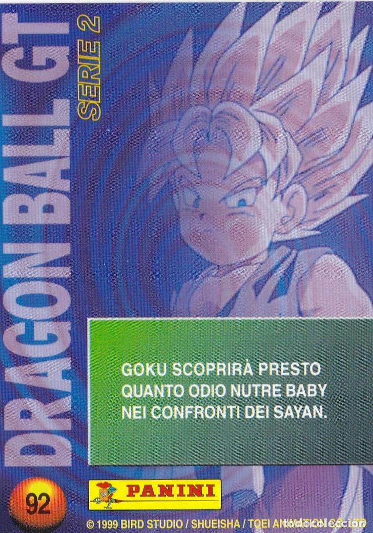 Collectable Antique Stickers: CROMO TRADING / CARTA 92 DRAGON BALL GT SERIE 2, PANINI 1999 (ED ITALIANA)
