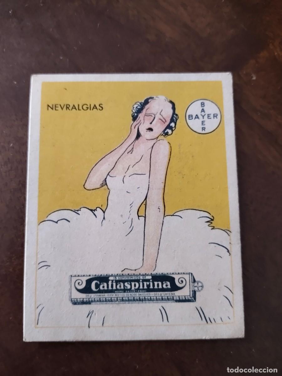 Colecionismo Cromos antigos: Cromo publicitario Bayer. Cafiaspirina. Portugal. 5,5 x 7 cm.