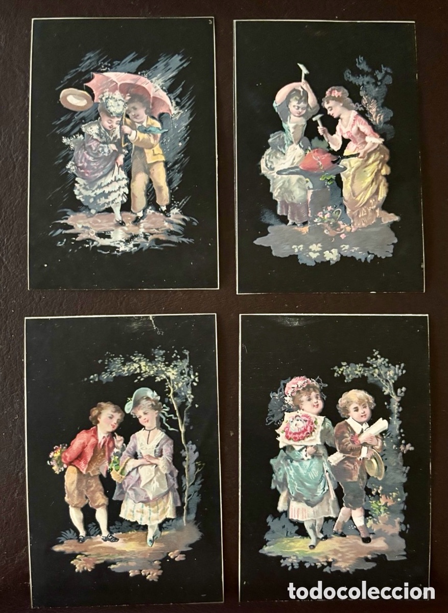 Coleccionismo cromos antiguos: 4 cromos de intercambio franceses - Foto 1