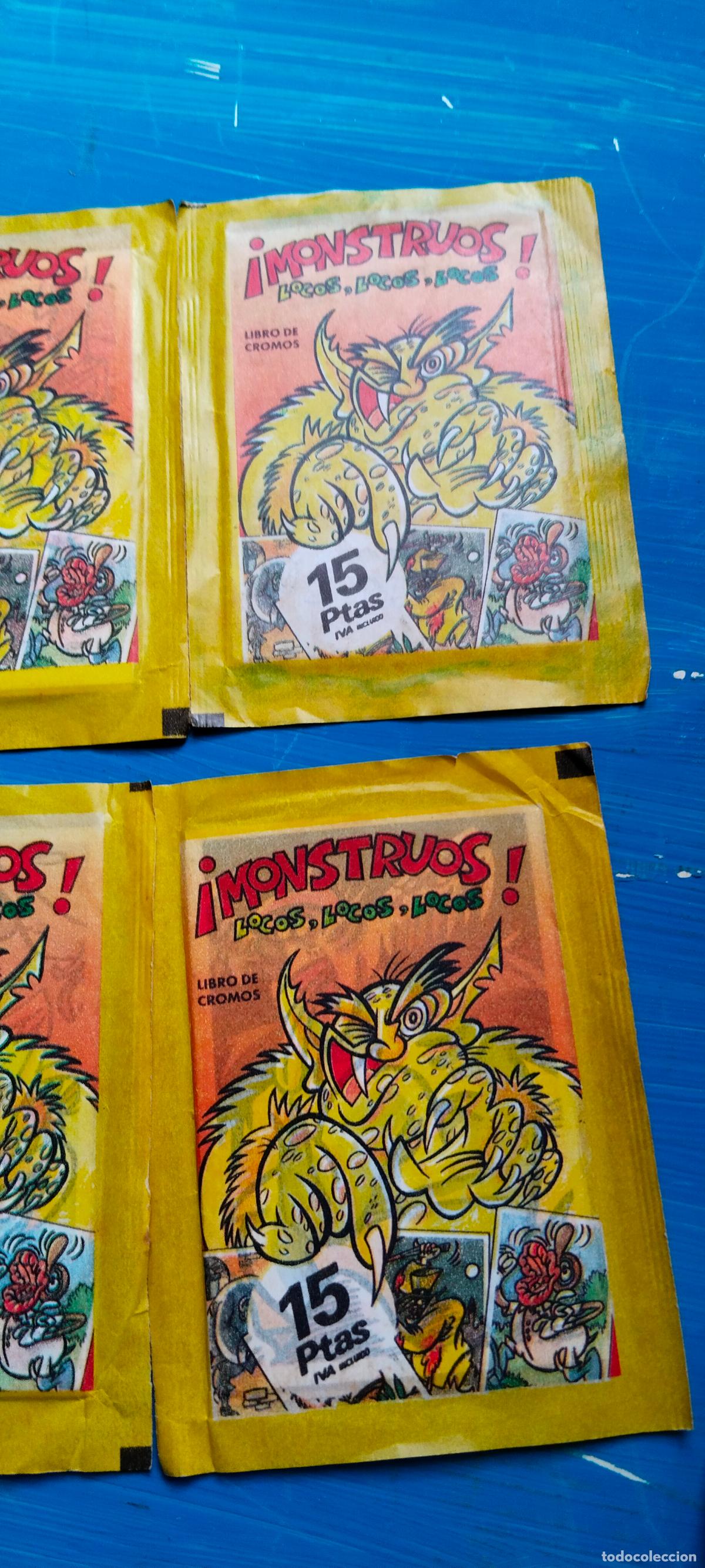 Coleccionismo cromos antiguos: MONSTRUOS LOTE DE 4 SOBRES CON CROMOS - Foto 2